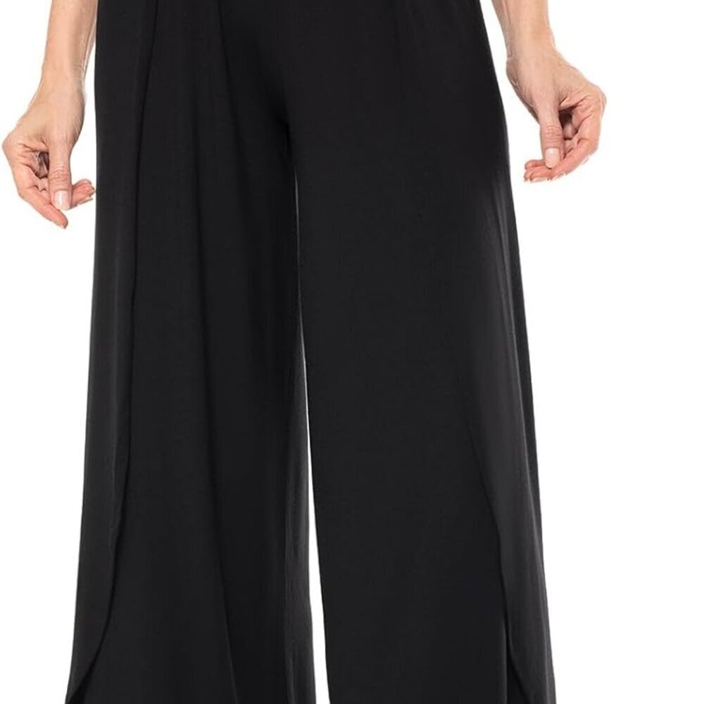 Women's Upf 50+ Wide Leg Pants Black Medium Sun Protective Breathable